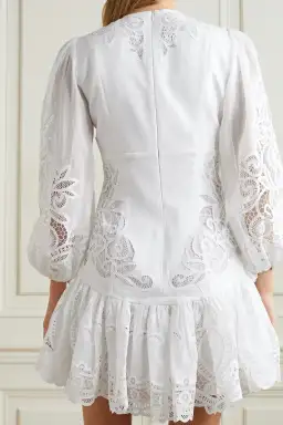Zimmermann Mae Guipure Lace Trimmed Mini Dress Ivory Size 1 for rent on The Volte - image 2