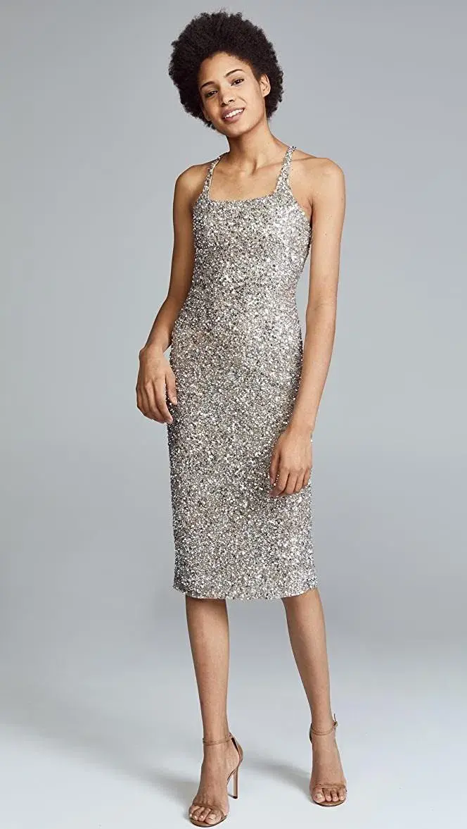 Sage Sleevless Dress in Silver for rent on The Volte - main image