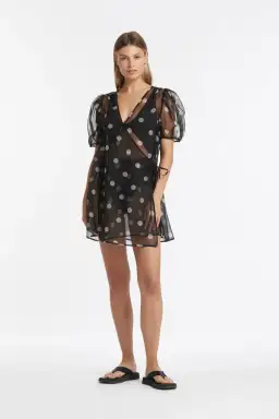 Sir the Label Margot Puff Sleeve Mini Dress Print Size 8
