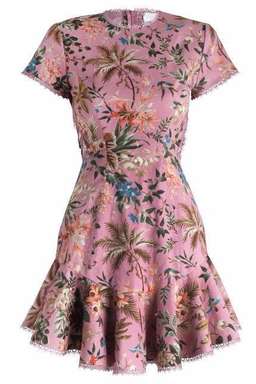Zimmermann Tropicale Lattice Dress in Pink Floral
