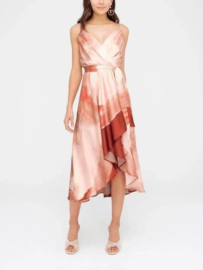 Sheike V Neck Sleeveless Dress Peach Size 14 for rent on The Volte - main image