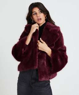 Unreal Fur Madame Butterfly Faux Fur Jacket Wine Size M for rent on The Volte - image 1