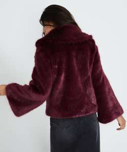 Unreal Fur Madame Butterfly Faux Fur Jacket Wine Size M for rent on The Volte - image 3