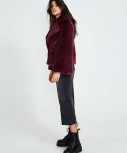 Unreal Fur Madame Butterfly Faux Fur Jacket Wine Size M for rent on The Volte - image 5