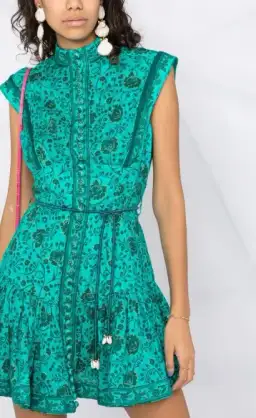 Zimmermann Lulu Panelled Flip Mini Dress Jade Floral Size 2 / AU 12 for rent on The Volte - image 2