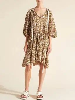 Lee Mathews Ariel Puff Sleeve Tunic Dress Floral Size 8