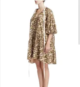 Lee Mathews Ariel Puff Sleeve Tunic Dress Floral Size 8