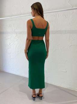 Bec & Bridge Lemon Squeezy Twist Top and Midi Skirt Set Bottle Green Size 8 for rent on The Volte - image 3