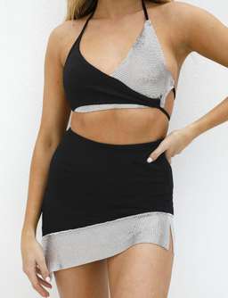 I. AM. GIA Maia Crop Top & Skirt Set Black Size Small for rent on The Volte - image 2