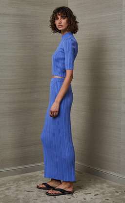 Bec & Bridge Esme Knit Crop Top & Midi Skirt Set Blue Size 8 for rent on The Volte - image 4