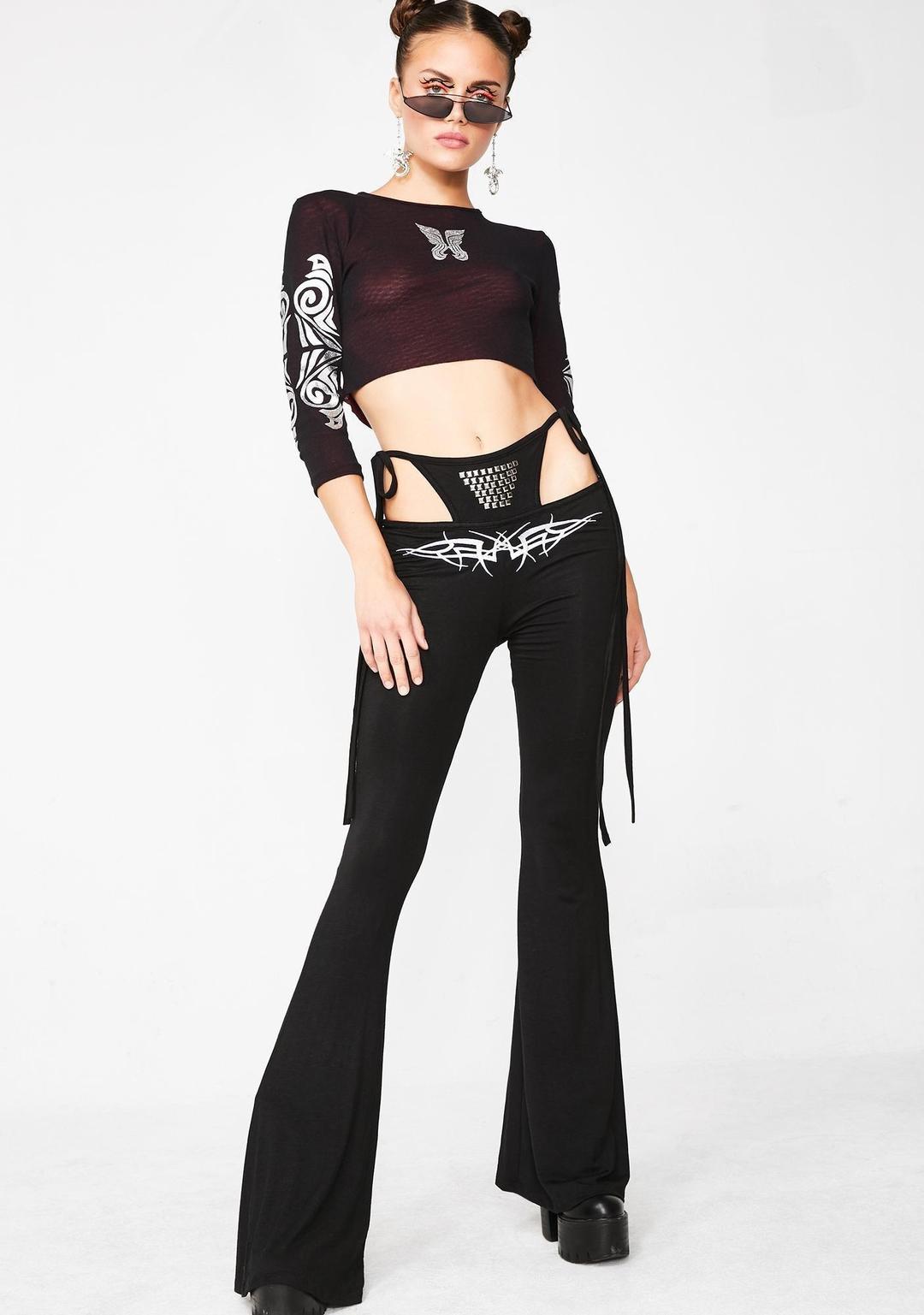 I.AM.GIA O Mighty Tribal G-String Flare Pants Black Size Medium / AU 10 for rent on The Volte - main image