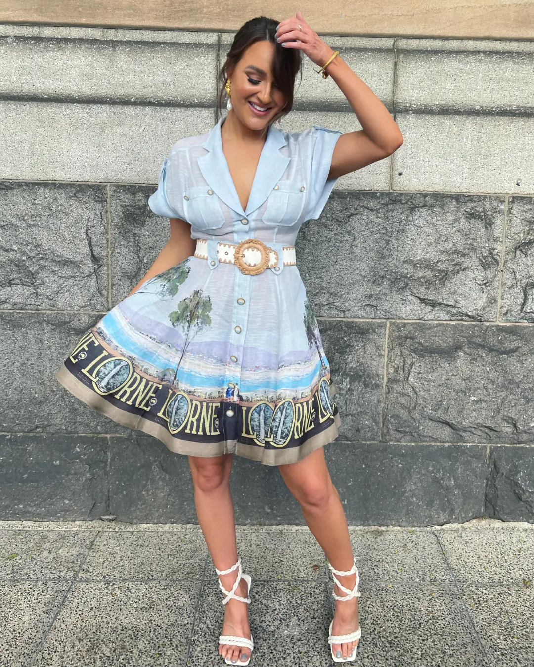 Zimmermann The Postcard Shirt Mini Dress in Lorne Print Size 0 / AU 8 for rent on The Volte - main image