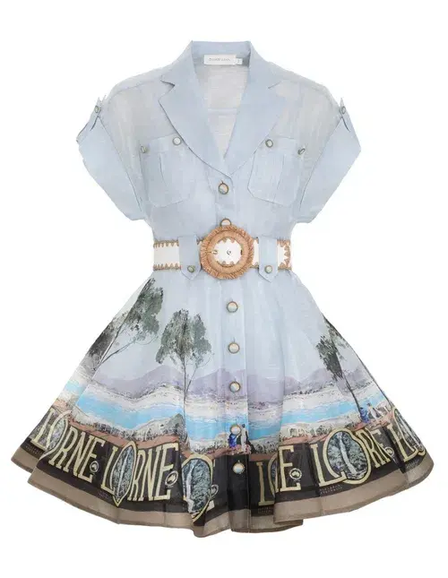 Zimmermann The Postcard Shirt Mini Dress in Lorne Print Size 0 / AU 8 for rent on The Volte - main image