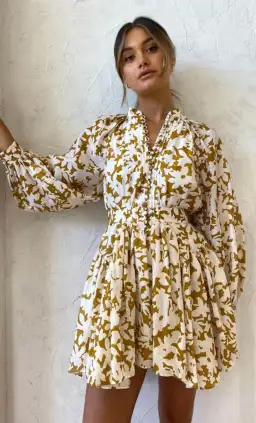 Acler Wolcott Dress In Sienna Shadow Print Size 10