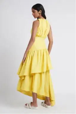 Aje Caliente Tiered Cut Out Dress Daisy Yellow Size 6
