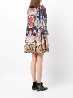 Camilla Nouveau Nights Ruffle Lace Up Dress Print Size XXL