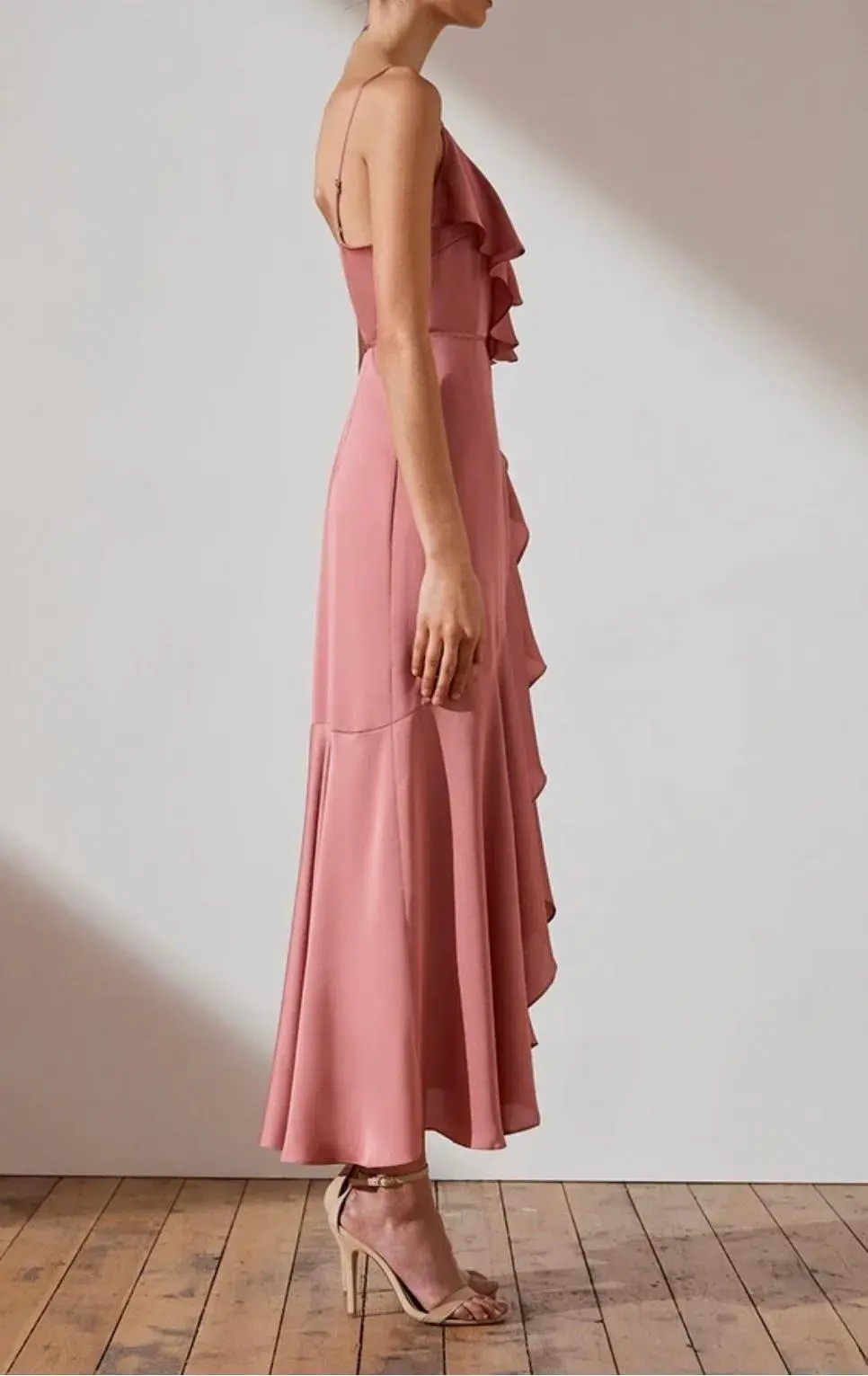 Shona Joy Luxe Bias Frill Wrap Dress Rose Size 8 - Image 4