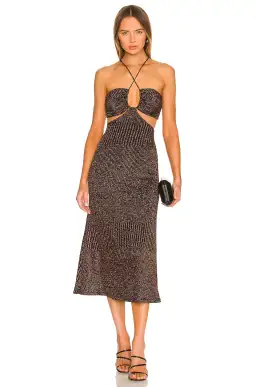 MISHA Dulci Midi Dress Brown Size 6/XS for rent on The Volte - image 1