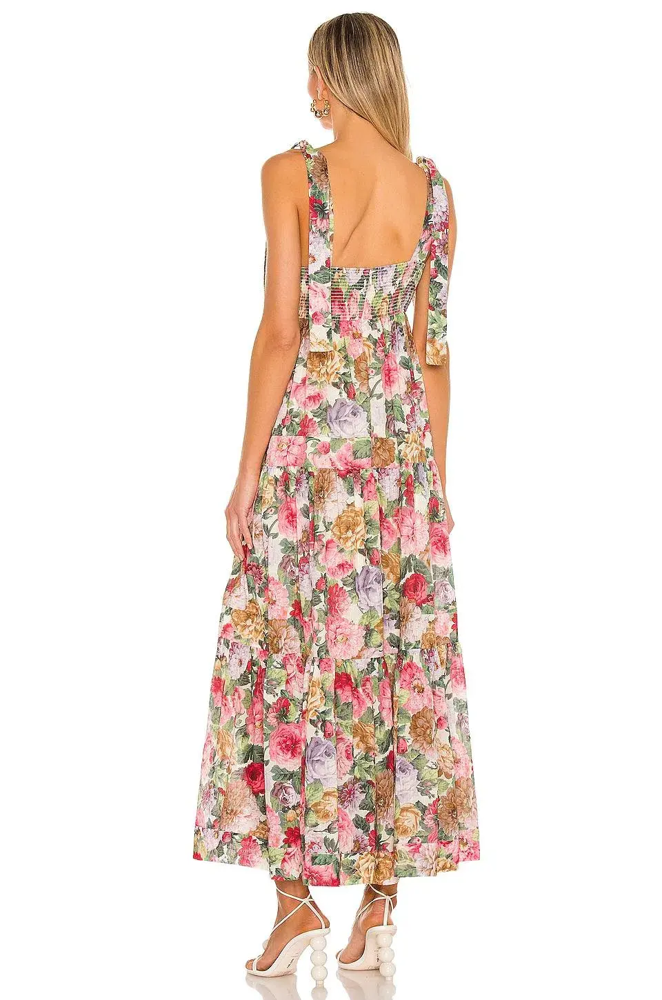 Zimmermann Mae Tie Shoulder Dress Rose Floral Size 16 for rent on The Volte - main image