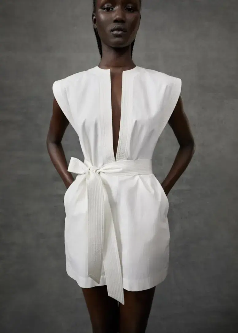 Wardrobe NYC Mini Kaftan Dress White Size 8/S for rent on The Volte - main image