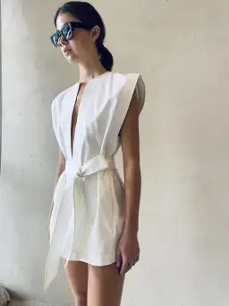 Wardrobe NYC Mini Kaftan Dress White Size 8/S for rent on The Volte - image 3