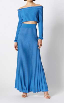 Scanlan Theodore Pleated Rib Top and Skirt Blue Size 6 for rent on The Volte - image 3