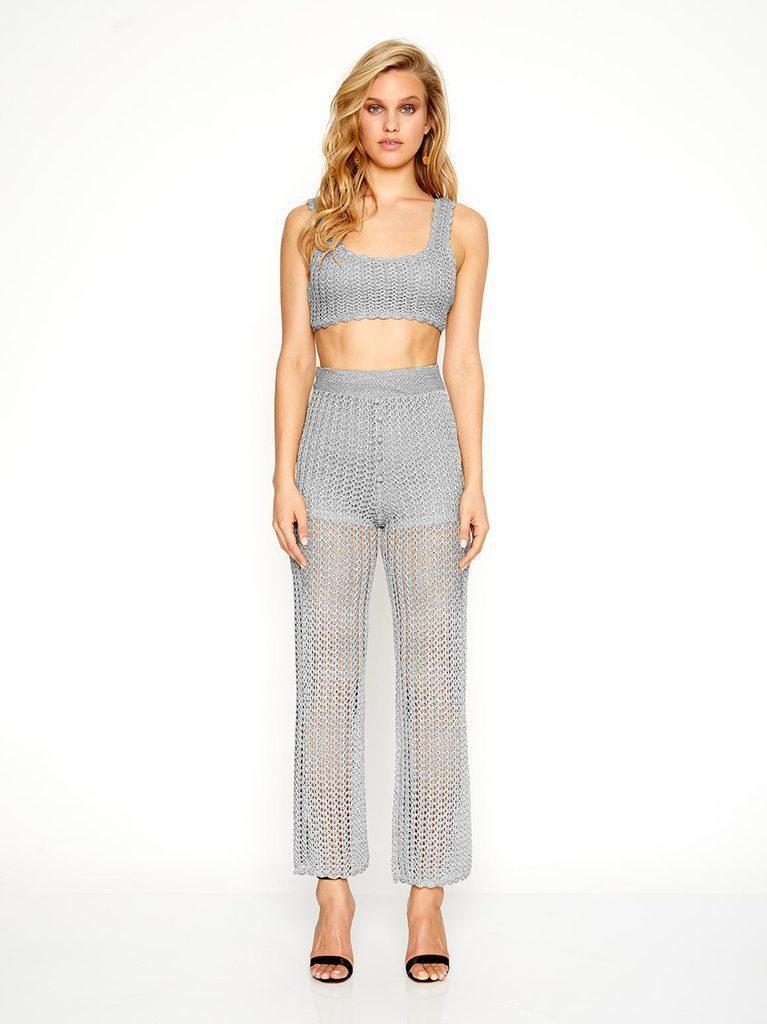 Alice McCall Cosmic Top & Beautiful and Dangerous Pants Silver Size 8 for rent on The Volte - main image