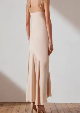 Shona Joy Luxe Bias Asymmetrical Slip Dress Cream Size 6