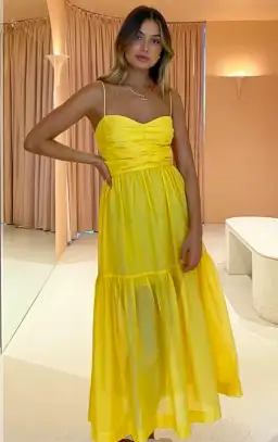 Bec & Bridge Papillon Midi Dress Yellow Size 8