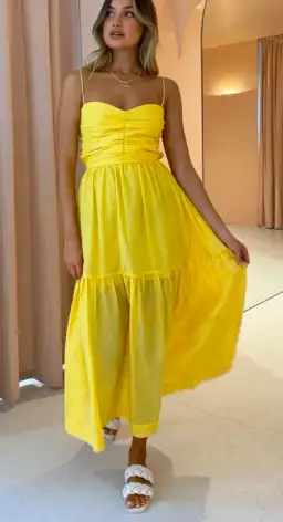 Bec & Bridge Papillon Midi Dress Yellow Size 8