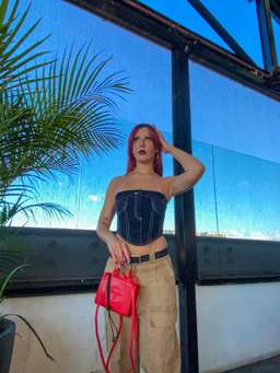 Dion Lee Denim Corset Top Black Size 8 for rent on The Volte - image 4