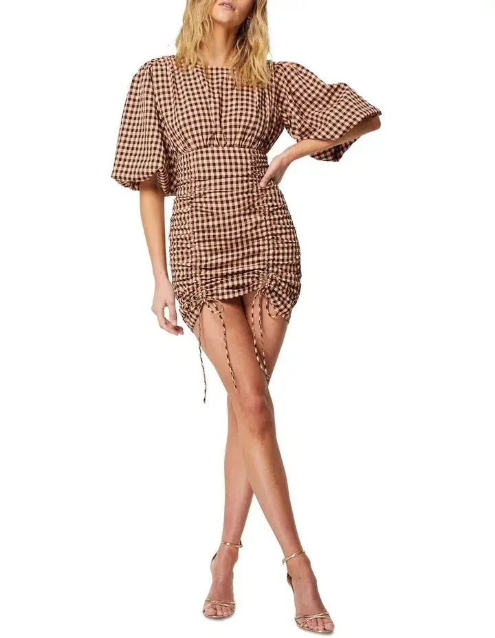 Mossman The Checked Out Mini Dress Print Size 10 for rent on The Volte - main image