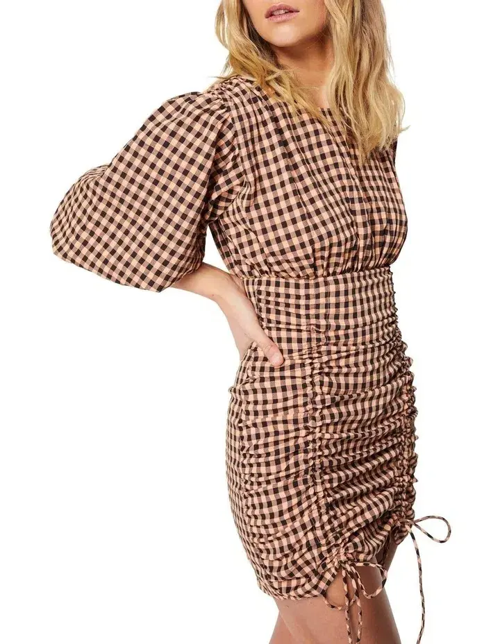 Mossman The Checked Out Mini Dress Print Size 10 for rent on The Volte - main image
