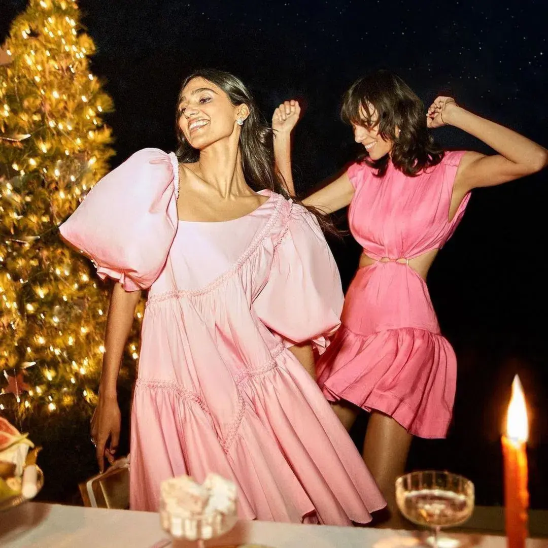 Aje Casabianca Braided Asymmetric Puff Sleeve Mini Dress size 8 for rent on The Volte - main image