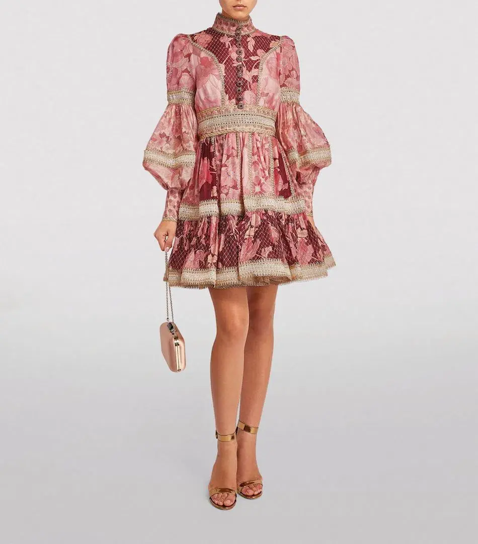 Zimmermann Concert Spliced Trim Dress Pink Size 1 / Au 10 for rent on The Volte - main image