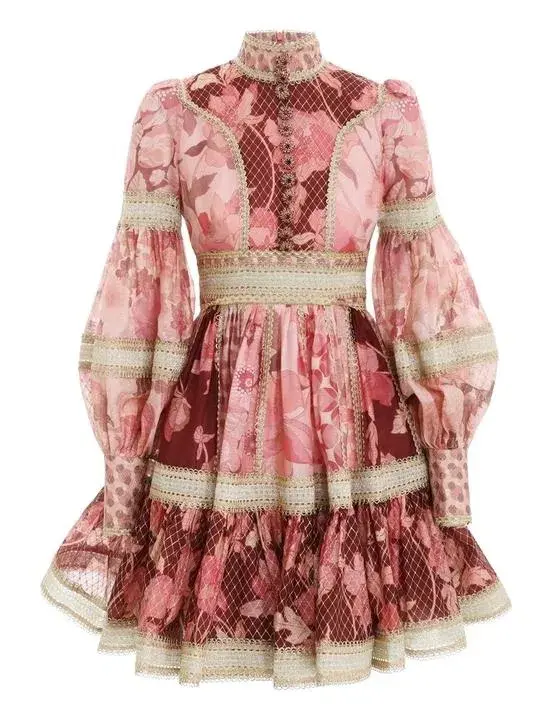 Zimmermann Concert Spliced Trim Dress Pink Size 1 / Au 10 for rent on The Volte - main image