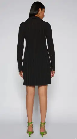 Scanlan Theodore Pleated Rib Mini Dress Black Size 8