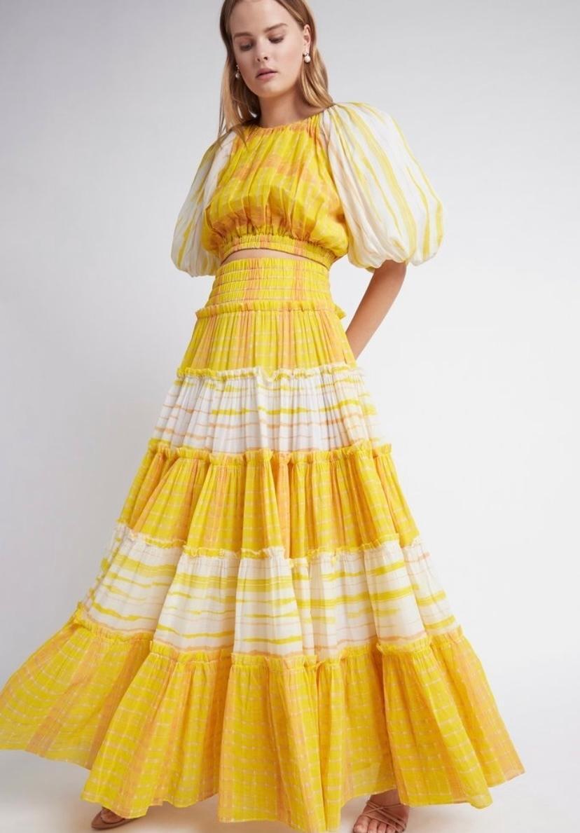 Aje Wilderness Tiered Cotton Maxi Skirt Size 8 for rent on The Volte - main image