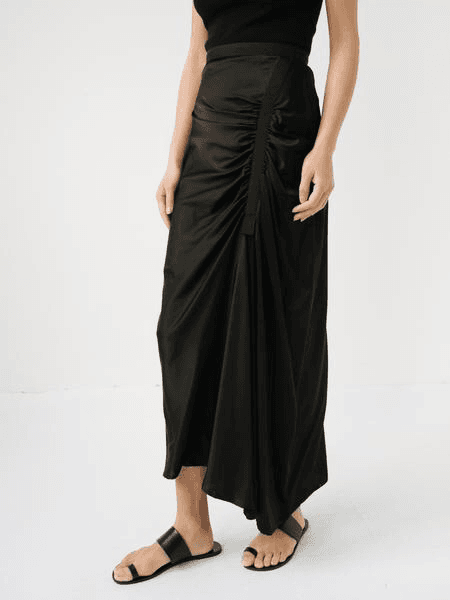 Christopher Esber Incline Taped Gathered Skirt Black Size 8 for rent on The Volte - main image