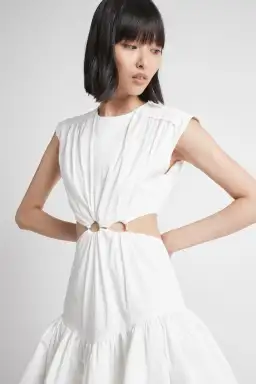 Aje Solstice Cut Out Ring Flip Mini Dress White Size 6