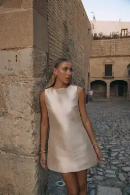 Odd Muse - The Ultimate Muse Satin Shift Dress Ivory for rent on The Volte - image 1