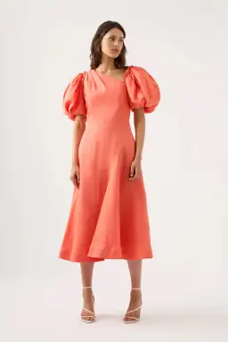 AJE - Maia Off Shoulder Midi Dress in Coral - Size 8 for rent on The Volte - image 2