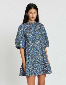 Camilla and Marc - Majella Mini Shirt Dress Floral Blue Size 6