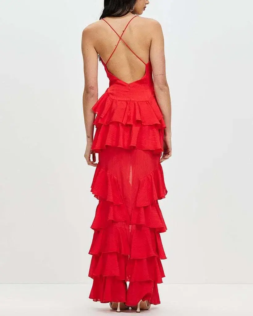 Derma Department Barcelona Maxi Dress Red Size 12 for rent on The Volte - main image