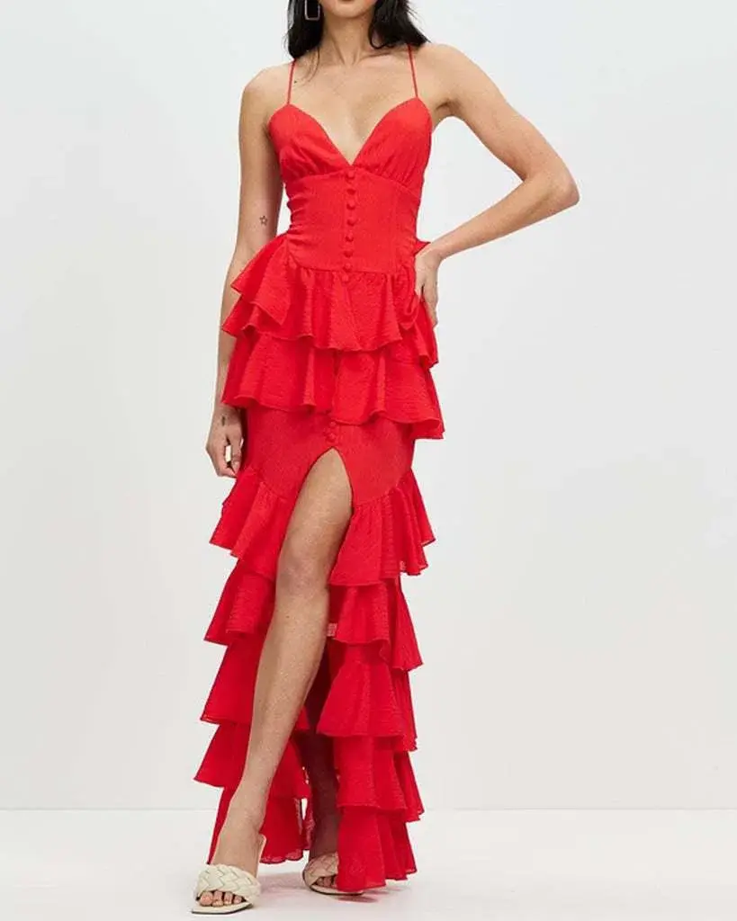 Derma Department Barcelona Maxi Dress Red Size 12 for rent on The Volte - main image