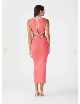 San Sloans ADRIAN RIB MIDI DRESS CORAL-WHITE Size 6 (6-8 fit) for rent on The Volte - image 2