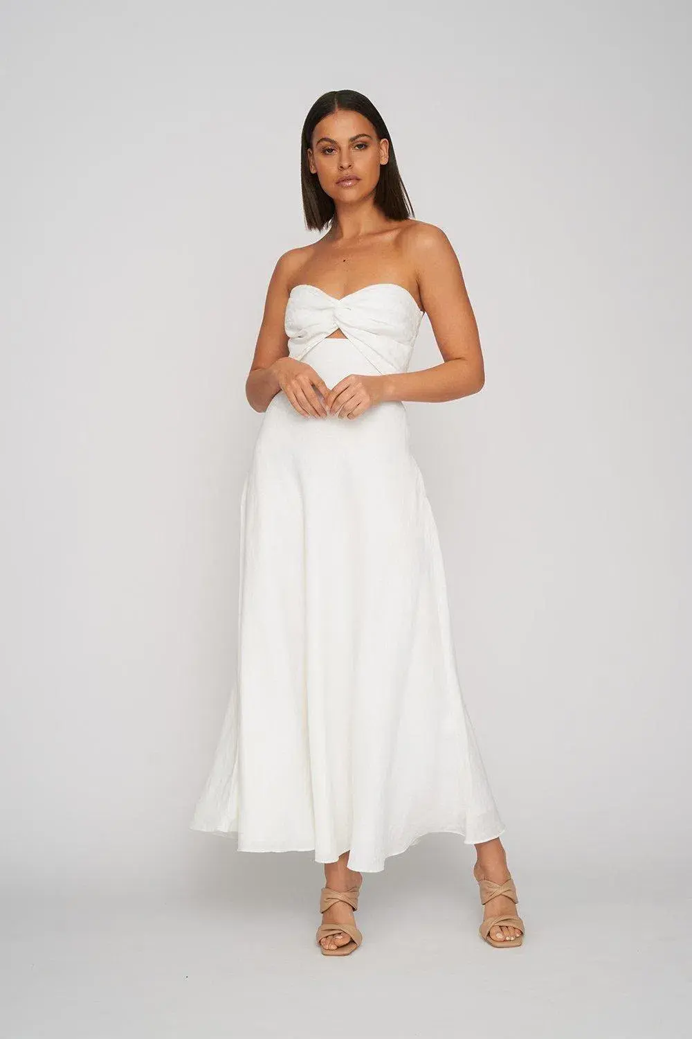 Penelope Strapless Midi Dress White - Image 1