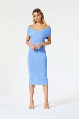 San Sloane Crossover Midi Dress Cornflower Blue Size XS for rent on The Volte - image 1