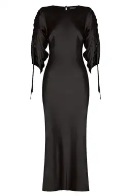 Shona Joy Wright Ruched Sleeve Midi Black Dress Size 8 for rent on The Volte - image 4