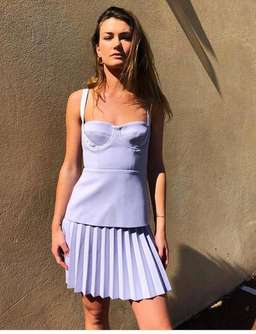 Dion Lee Bustier Pleated Mini Dress - Lilac - Size 6